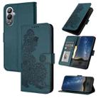 For Tecno Pova 4 Datura Flower Embossed Flip Leather Phone Case(Dark Green) - 1