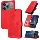 For Tecno Pova 6 Pro Datura Flower Embossed Flip Leather Phone Case(Red) - 1