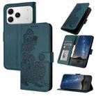 For Tecno Spark 40 4G Datura Flower Embossed Flip Leather Phone Case(Dark Green) - 1