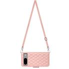 For Google Pixel 8a Rhombic Texture Flip Leather Phone Case with Long Lanyard(Coral Pink) - 3