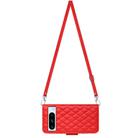 For Google Pixel 8 Pro Rhombic Texture Flip Leather Phone Case with Long Lanyard(Red) - 3