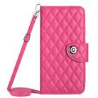 For Google Pixel 8 Pro Rhombic Texture Flip Leather Phone Case with Long Lanyard(Rose Red) - 2