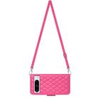 For Google Pixel 8 Pro Rhombic Texture Flip Leather Phone Case with Long Lanyard(Rose Red) - 3