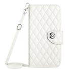 For Google Pixel 8 Pro Rhombic Texture Flip Leather Phone Case with Long Lanyard(White) - 2
