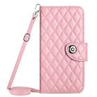 For Google Pixel 8 Pro Rhombic Texture Flip Leather Phone Case with Long Lanyard(Pink) - 2