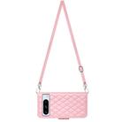 For Google Pixel 8 Pro Rhombic Texture Flip Leather Phone Case with Long Lanyard(Pink) - 3