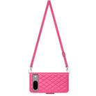For Google Pixel 8 Rhombic Texture Flip Leather Phone Case with Long Lanyard(Rose Red) - 3