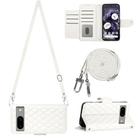 For Google Pixel 8 Rhombic Texture Flip Leather Phone Case with Long Lanyard(White) - 1