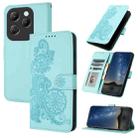 For Infinix Hot 40 Datura Flower Embossed Flip Leather Phone Case(Light blue) - 1