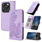For Infinix Hot 40 Datura Flower Embossed Flip Leather Phone Case(Purple) - 1