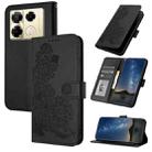 For Infinix Note 40 Pro 4G / 5G Datura Flower Embossed Flip Leather Phone Case(Black) - 1