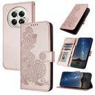 For Infinix Zero 40 4G / Zero 40 5G Datura Flower Embossed Flip Leather Phone Case(Rose Gold) - 1