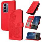 For Infinix Hot 50 Pro+ 4G Datura Flower Embossed Flip Leather Phone Case(Red) - 1