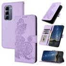 For Infinix Hot 50 Pro+ 4G Datura Flower Embossed Flip Leather Phone Case(Purple) - 1