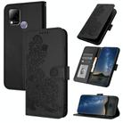 For Infinix Hot 10T / Hot 10s Datura Flower Embossed Flip Leather Phone Case(Black) - 1