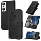 For Infinix Hot 20 4G Datura Flower Embossed Flip Leather Phone Case(Black) - 1