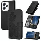 For Infinix Hot 30 Play / Hot 30 Play NFC Datura Flower Embossed Flip Leather Phone Case(Black) - 1