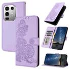 For Infinix Note 50 4G / Note 50 Pro 4G Datura Flower Embossed Flip Leather Phone Case(Purple) - 1