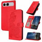 For Infinix Smart 10 Plus 4G Datura Flower Embossed Flip Leather Phone Case(Red) - 1