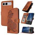 For Infinix Smart 10 Plus 4G Datura Flower Embossed Flip Leather Phone Case(Brown) - 1