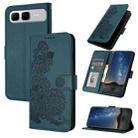 For Infinix Smart 10 Plus 4G Datura Flower Embossed Flip Leather Phone Case(Dark Green) - 1
