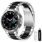 For Samsung Galaxy Watch 6 / 5 / 4 Three Bead Stainless Steel Metal Watch Band(Silver Black) - 1