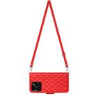 For Honor X6a Rhombic Texture Flip Leather Phone Case with Long Lanyard(Red) - 3