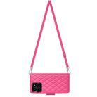 For Honor X6a Rhombic Texture Flip Leather Phone Case with Long Lanyard(Rose Red) - 3