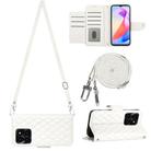 For Honor X6a Rhombic Texture Flip Leather Phone Case with Long Lanyard(White) - 1