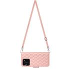 For Honor X6a Rhombic Texture Flip Leather Phone Case with Long Lanyard(Coral Pink) - 3
