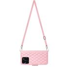 For Honor X6a Rhombic Texture Flip Leather Phone Case with Long Lanyard(Pink) - 3