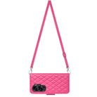 For Honor 90 Lite Rhombic Texture Flip Leather Phone Case with Long Lanyard(Rose Red) - 3