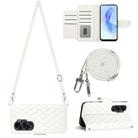 For Honor 90 Lite Rhombic Texture Flip Leather Phone Case with Long Lanyard(White) - 1