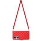 For Honor 90 Rhombic Texture Flip Leather Phone Case with Long Lanyard(Red) - 3