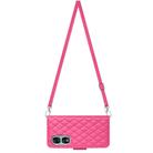 For Honor 90 Rhombic Texture Flip Leather Phone Case with Long Lanyard(Rose Red) - 3