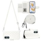 For Honor 90 Rhombic Texture Flip Leather Phone Case with Long Lanyard(White) - 1
