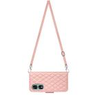 For Honor 90 Rhombic Texture Flip Leather Phone Case with Long Lanyard(Coral Pink) - 3
