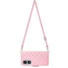 For Honor 90 Rhombic Texture Flip Leather Phone Case with Long Lanyard(Pink) - 3