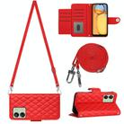For Xiaomi Redmi 13C 4G Rhombic Texture Flip Leather Phone Case with Long Lanyard(Red) - 1