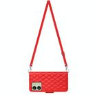 For Xiaomi Redmi 13C 4G Rhombic Texture Flip Leather Phone Case with Long Lanyard(Red) - 3