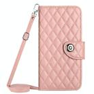 For Xiaomi Redmi 13C 4G Rhombic Texture Flip Leather Phone Case with Long Lanyard(Coral Pink) - 2