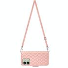 For Xiaomi Redmi 13C 4G Rhombic Texture Flip Leather Phone Case with Long Lanyard(Coral Pink) - 3