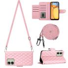 For Xiaomi Redmi 13C 4G Rhombic Texture Flip Leather Phone Case with Long Lanyard(Pink) - 1