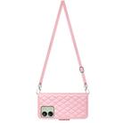For Xiaomi Redmi 13C 4G Rhombic Texture Flip Leather Phone Case with Long Lanyard(Pink) - 3