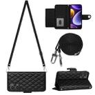 For Xiaomi Poco F5 / Redmi Note 12 Turbo Rhombic Texture Flip Leather Phone Case with Long Lanyard(Black) - 1