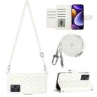 For Xiaomi Poco F5 / Redmi Note 12 Turbo Rhombic Texture Flip Leather Phone Case with Long Lanyard(White) - 1