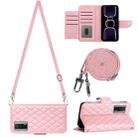 For Xiaomi Poco F5 Pro / Redmi K60 Rhombic Texture Flip Leather Phone Case with Long Lanyard(Pink) - 1