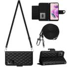 For Xiaomi Redmi Note 12S 4G Global Rhombic Texture Flip Leather Phone Case with Long Lanyard(Black) - 1