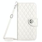 For Xiaomi Redmi Note 12S 4G Global Rhombic Texture Flip Leather Phone Case with Long Lanyard(White) - 2