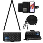 For Xiaomi Redmi 12C / 11A / Poco C55 Rhombic Texture Flip Leather Phone Case with Long Lanyard(Black) - 1